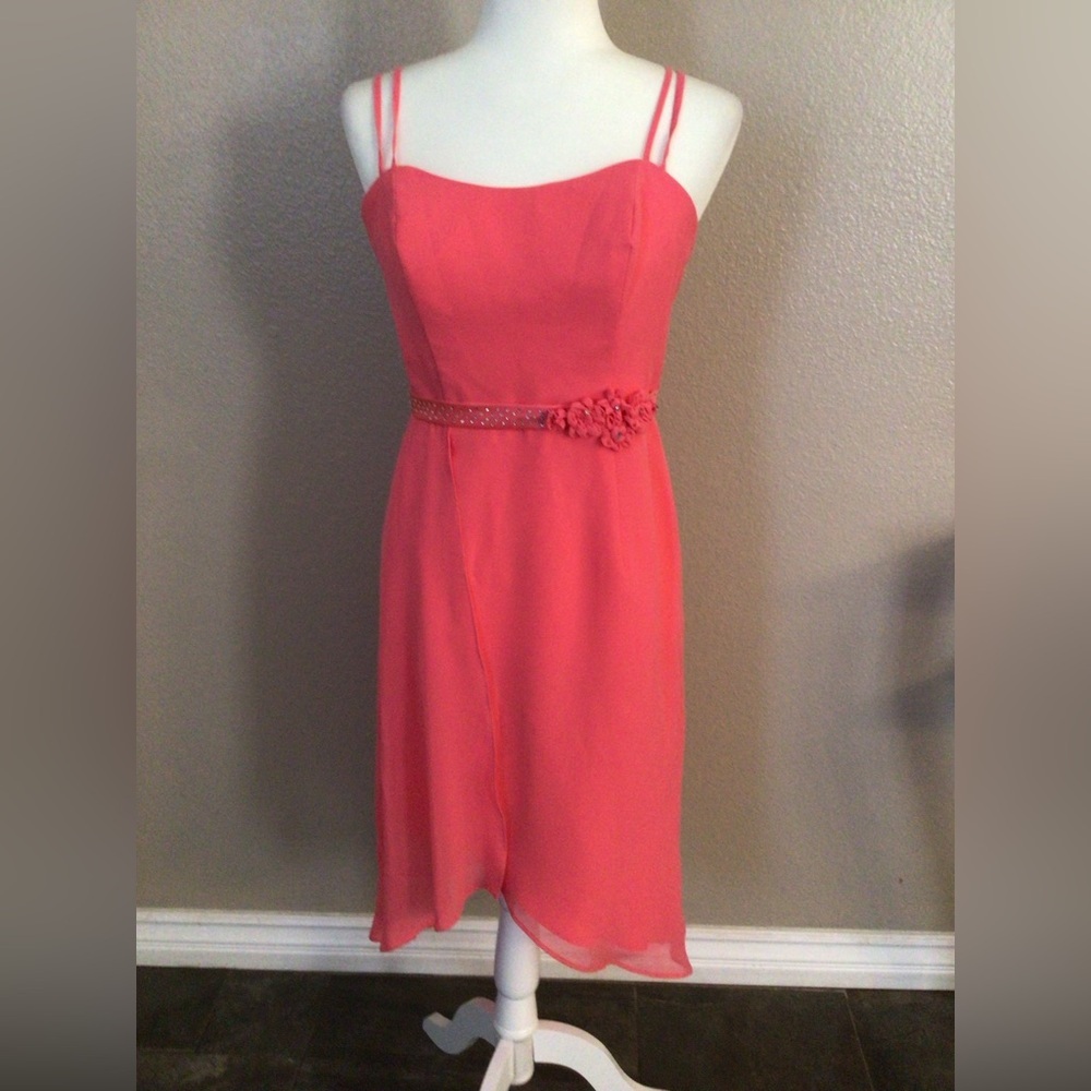 Alfred Angelo Coral Dress with Floral Detail